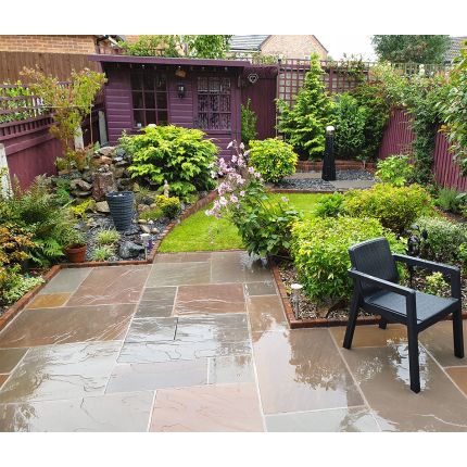 Autumn Brown Indian Sandstone Paving Slabs - Riven - 18m² Patio Kit - 22mm